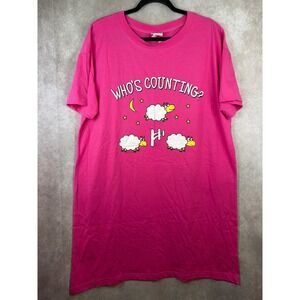 NWT VTG Jenada OSFM Nightshirt Who's Counting? Sheep Moon Pink Womens One Size